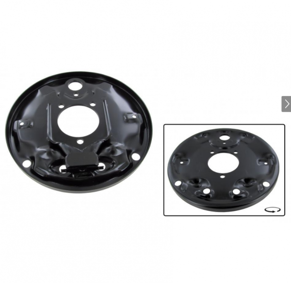 Front brake backing plate (each) Beetle VW1200, VW1300 and VW1500 8.1965 and later Karmann Ghia 8.1965 and later